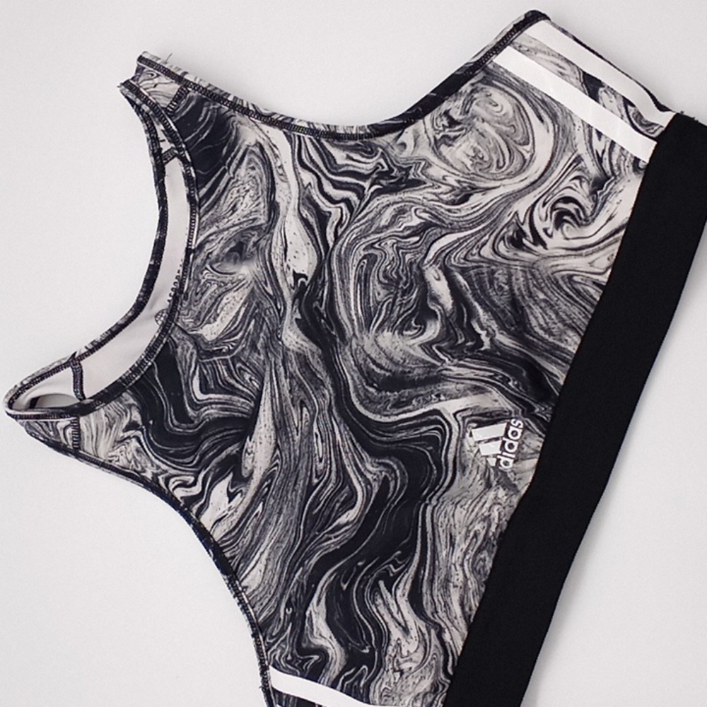 Adidas Hyperglam AEROREADY Training Light-Support Sports Bra Marble Black L